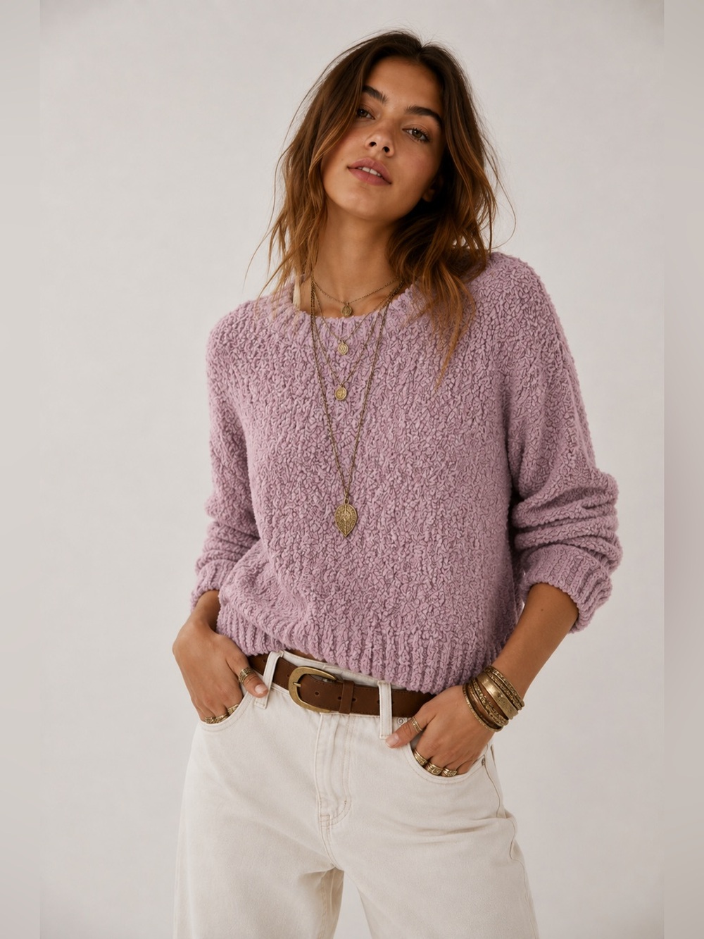 Social Standard Sanctuary Pink Boucle Popcorn Knit Sweater XXL